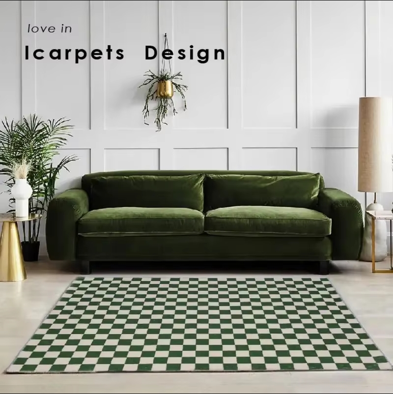 Home Textiles Plaid - VIKAMA Damalı Halı Oturma Odası Modern