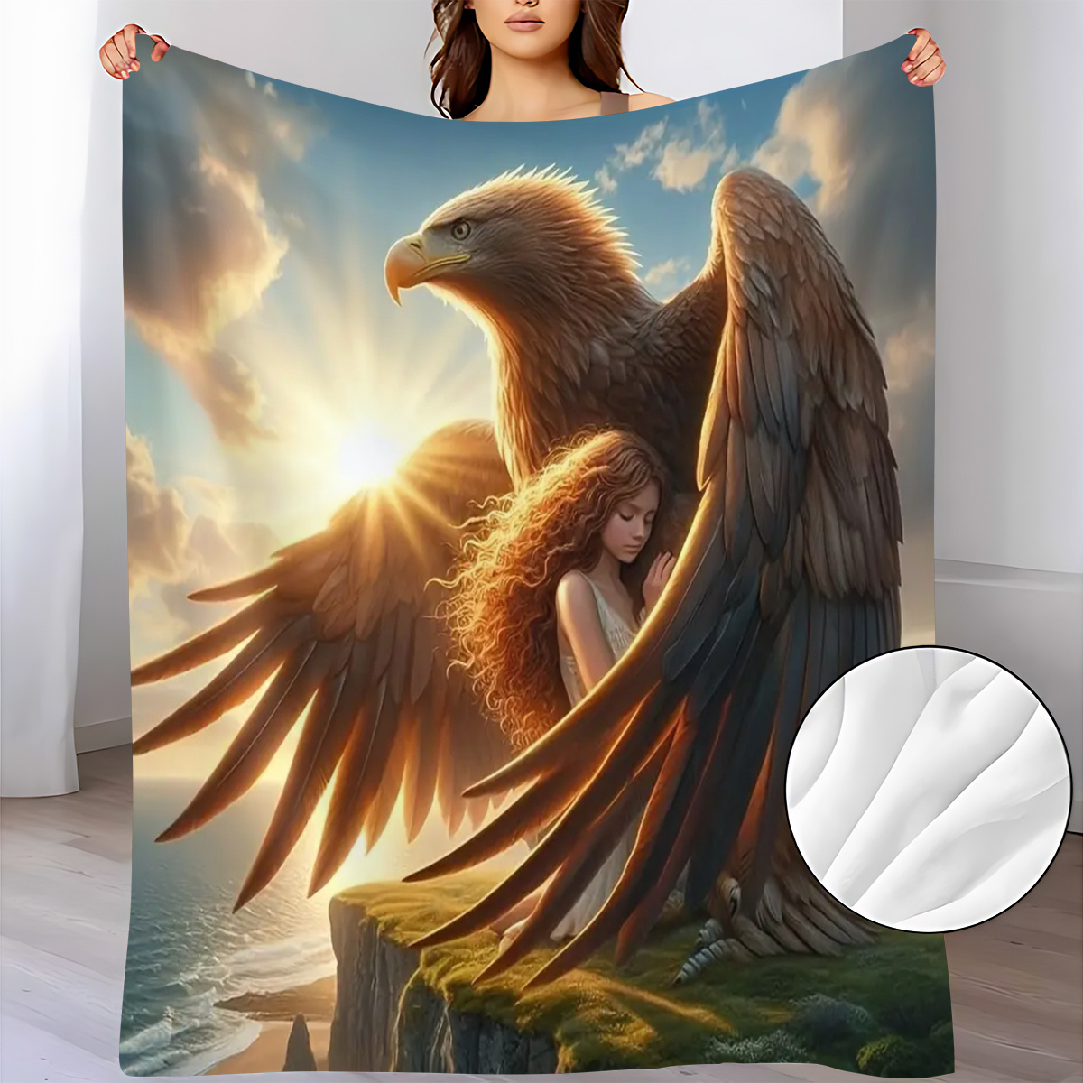 Sunrise Home Textiles & Apparel - Kızı Koruyan Muhteşem Kartal Flanel Battaniye