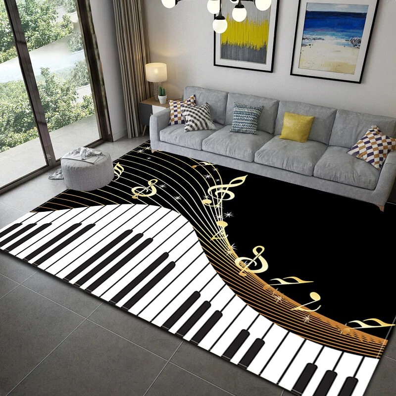 Home Textiles Notes - Piyano not müzik tema serisi halı