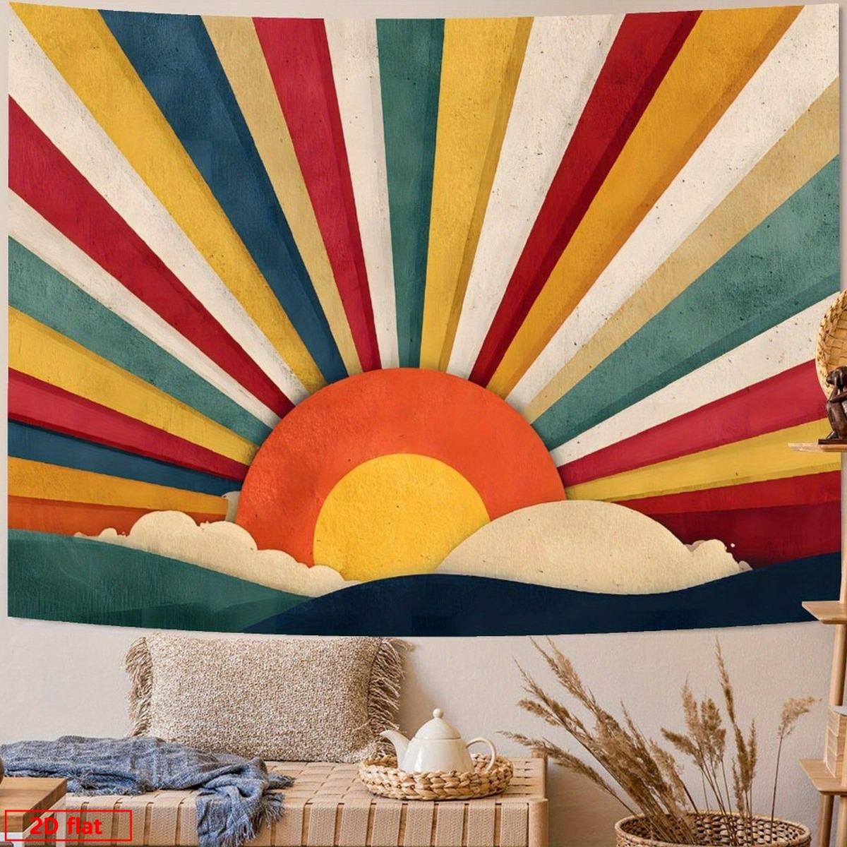 Sunrise Home Textiles & Apparel - Boho Sunburst Retro Goblen Duvar Asılı